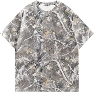 GORGLITTER Men's Camo Tropical Graphic Oversized T Shirt Y2K Crewneck Short Sleeve Tee Tops