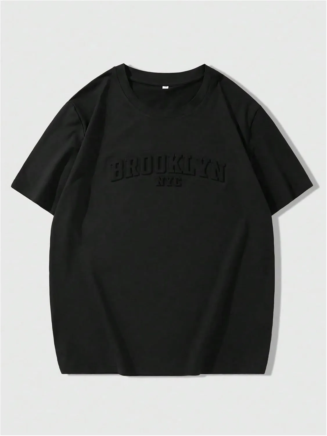 GORGLITTER Men's Oversized T Shirt Letter Graphic Short Sleeve Drop Shoulder Crewneck Tee Tops