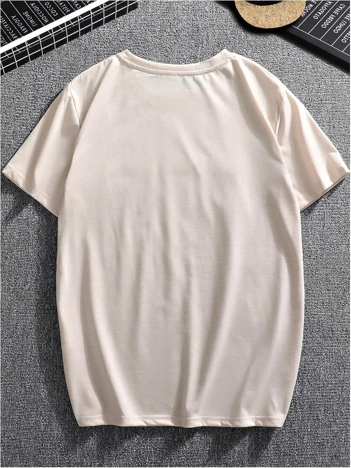 GORGLITTER Men's Oversized T Shirt Letter Graphic Short Sleeve Drop Shoulder Crewneck Tee Tops