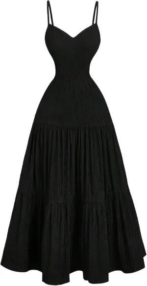 GORGLITTER Women's Open Back Flowy Maxi Dress Ruffle Summer Long Sundress Dress Spaghetti Strap Beach Vacation Dresses