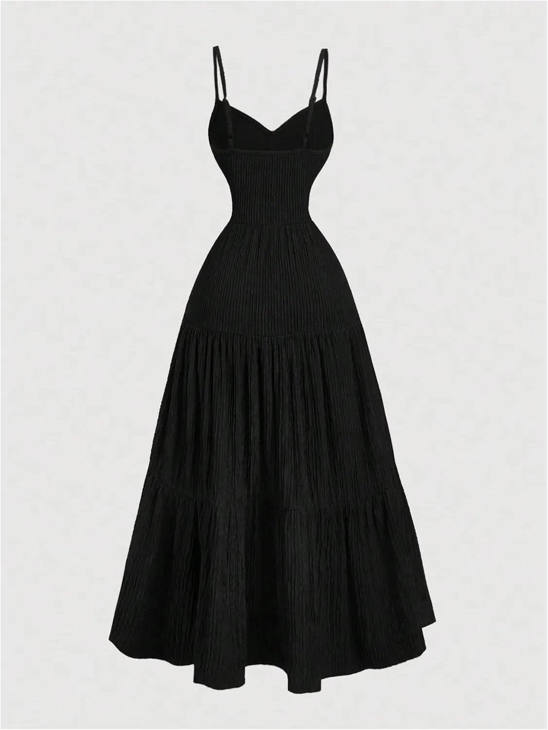 GORGLITTER Women's Open Back Flowy Maxi Dress Ruffle Summer Long Sundress Dress Spaghetti Strap Beach Vacation Dresses