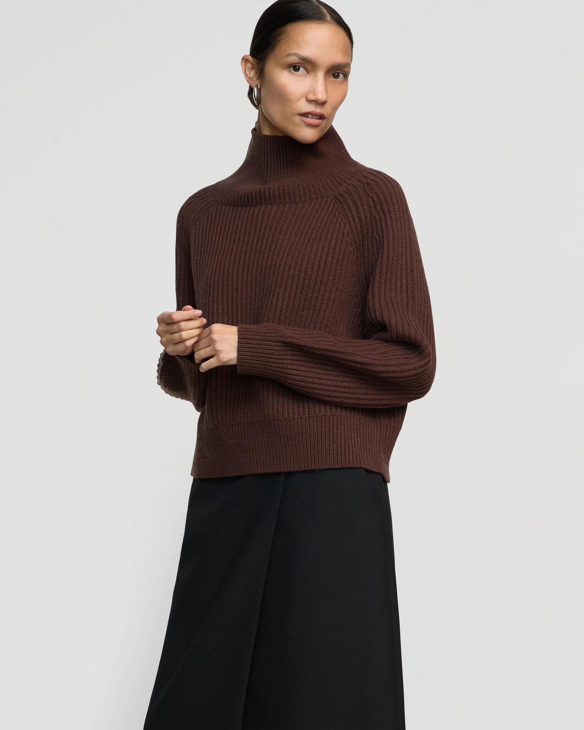 Hadeel Organic Cotton-Wool Mock-Neck Sweater