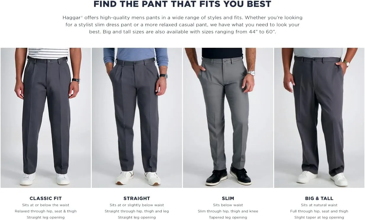 Haggar Men's Premium Comfort Classic Fit Pleat Front Dress Pant (Regular And Big & Tall Sizes)