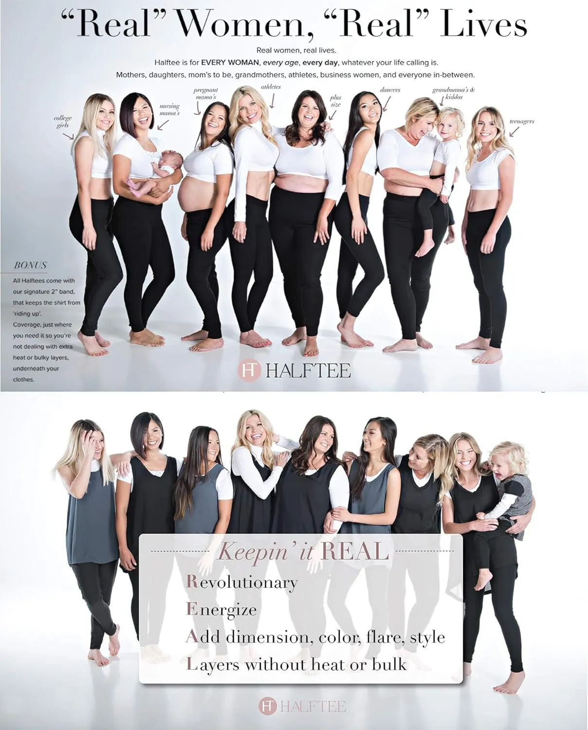 HALFTEE Full Lace Layering Tee | Crop Tops for Women & Teens | Crop Top | XS-3X |