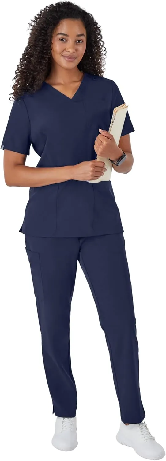Hanes Women's Scrubs Healthcare Top, Moisture-Wicking Stretch Scrub Shirts, Ribbed Back Panel