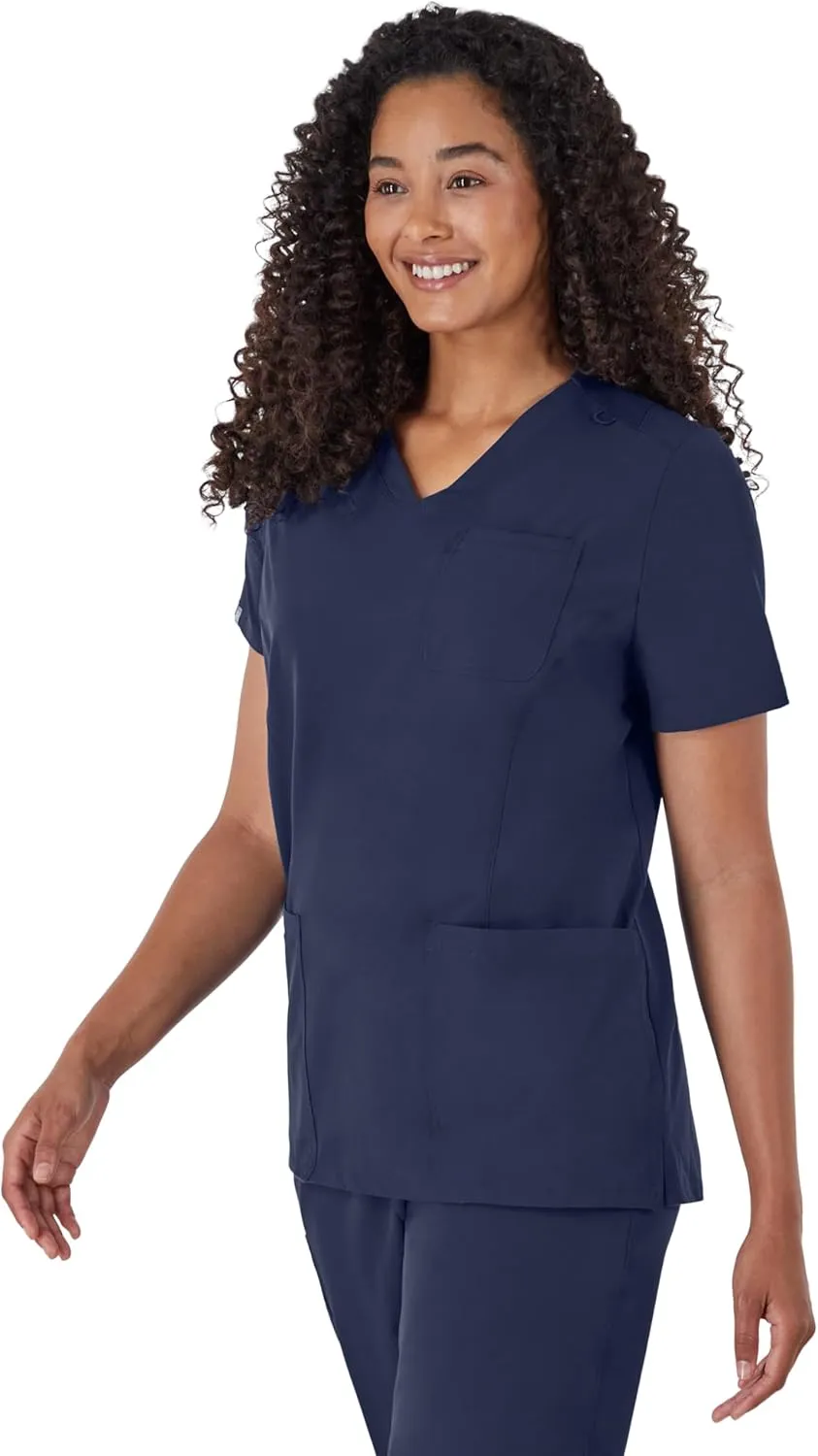 Hanes Women's Scrubs Healthcare Top, Moisture-Wicking Stretch Scrub Shirts, Ribbed Back Panel