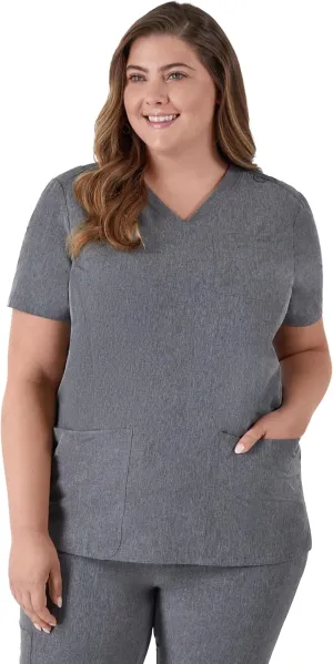 Hanes Women's Scrubs Healthcare Top, Moisture-Wicking Stretch Scrub Shirts, Ribbed Back Panel