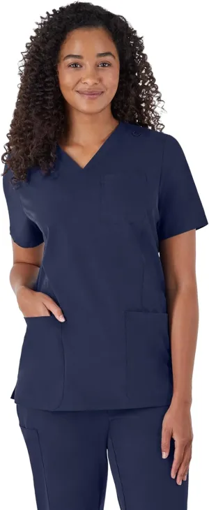 Hanes Women's Scrubs Healthcare Top, Moisture-Wicking Stretch Scrub Shirts, Ribbed Back Panel