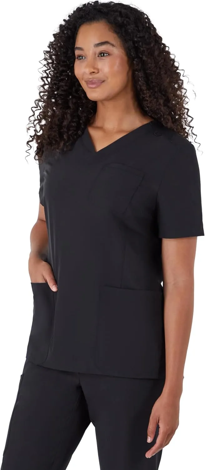 Hanes Women's Scrubs Healthcare Top, Moisture-Wicking Stretch Scrub Shirts, Ribbed Back Panel