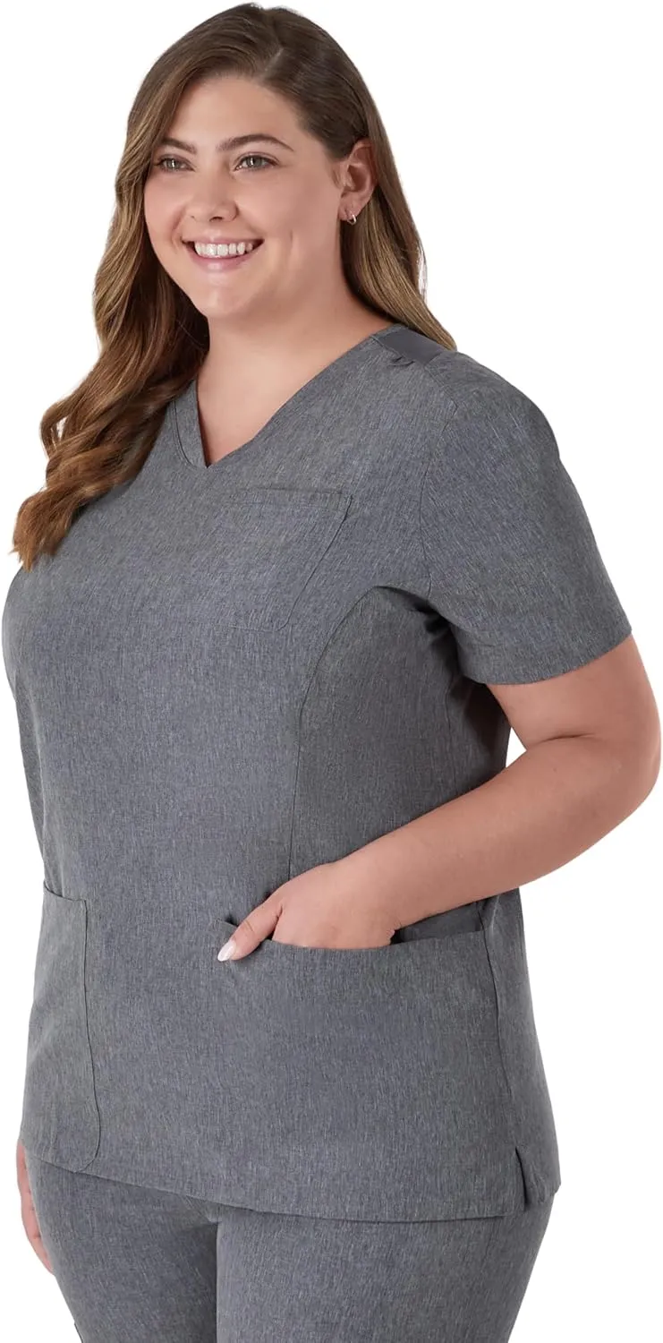 Hanes Women's Scrubs Healthcare Top, Moisture-Wicking Stretch Scrub Shirts, Ribbed Back Panel