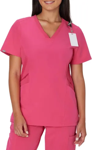 Hanes Women's Scrubs Healthcare Top, Moisture-Wicking Stretch Scrub Shirts, Ribbed Side Panels