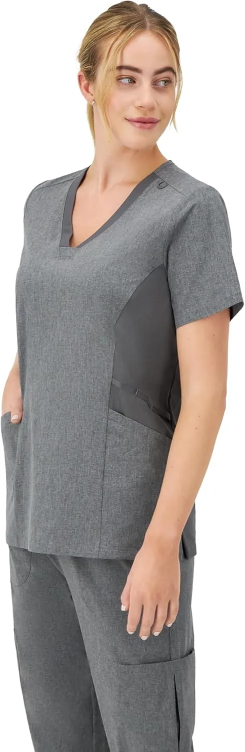 Hanes Women's Scrubs Healthcare Top, Moisture-Wicking Stretch Scrub Shirts, Ribbed Side Panels