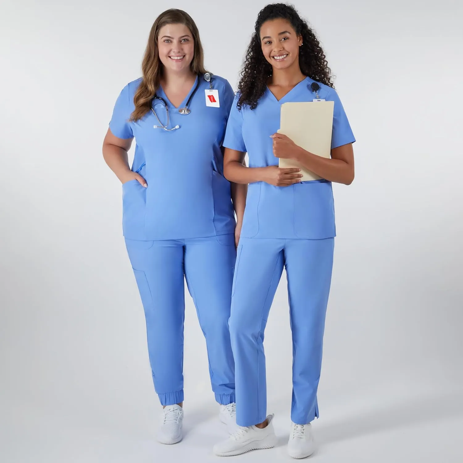 Hanes Women's Scrubs Healthcare Top, Moisture-Wicking Stretch Scrub Shirts, Ribbed Side Panels