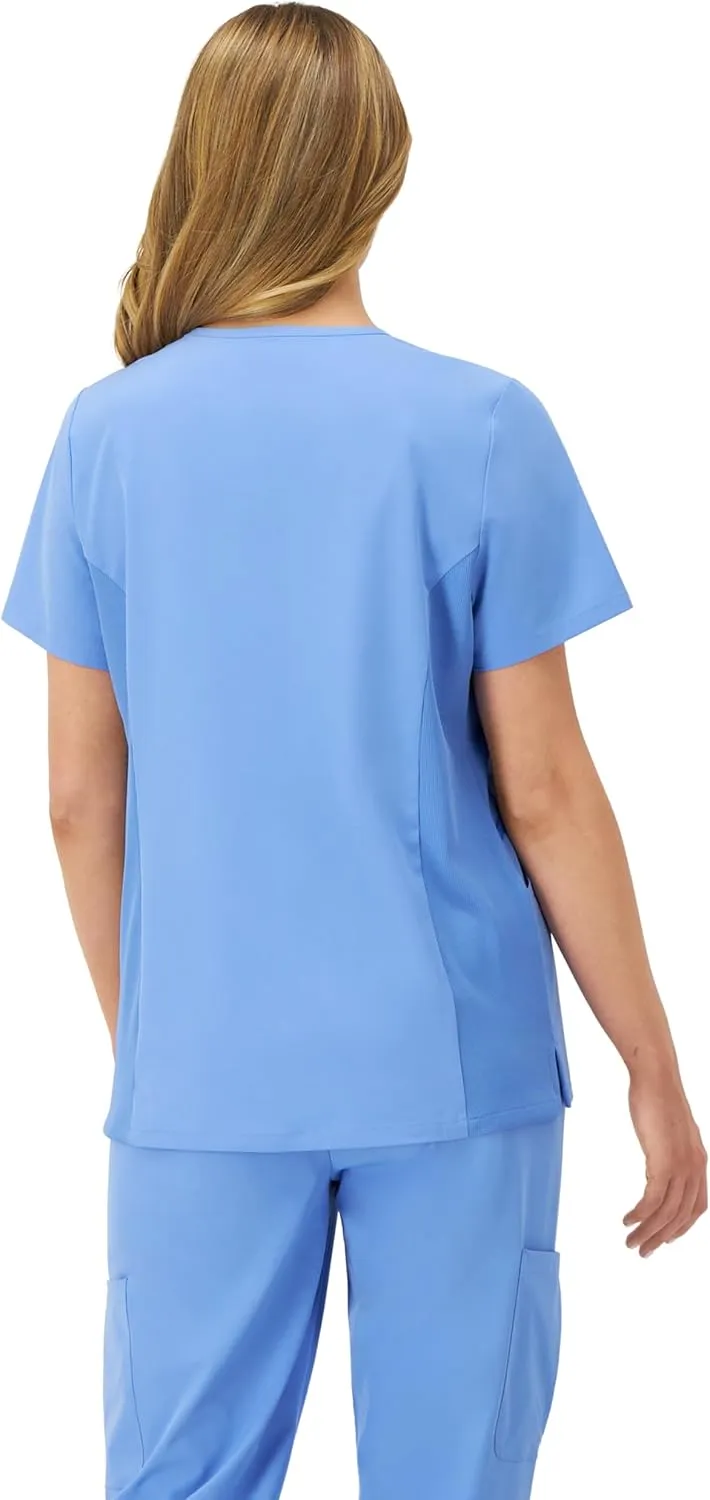 Hanes Women's Scrubs Healthcare Top, Moisture-Wicking Stretch Scrub Shirts, Ribbed Side Panels