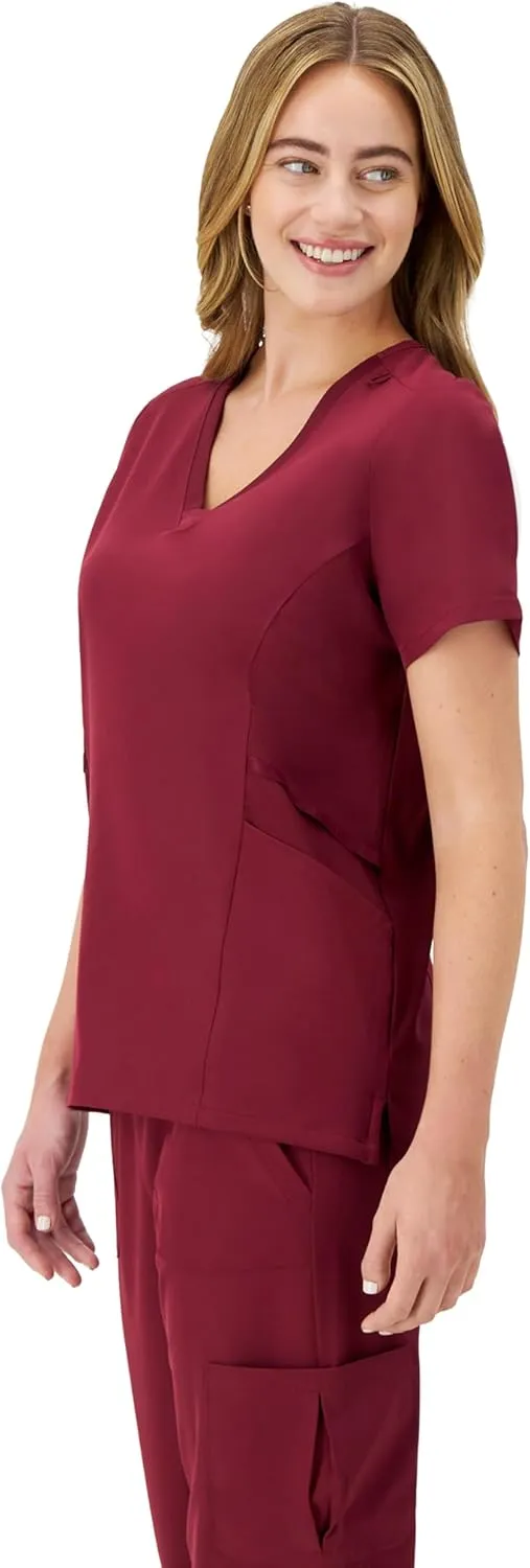 Hanes Women's Scrubs Healthcare Top, Moisture-Wicking Stretch Scrub Shirts, Ribbed Side Panels