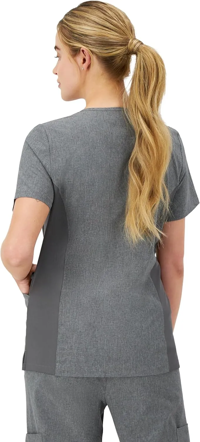 Hanes Women's Scrubs Healthcare Top, Moisture-Wicking Stretch Scrub Shirts, Ribbed Side Panels