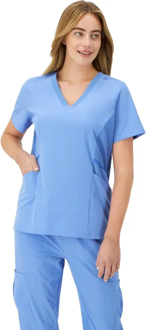 Hanes Women's Scrubs Healthcare Top, Moisture-Wicking Stretch Scrub Shirts, Ribbed Side Panels