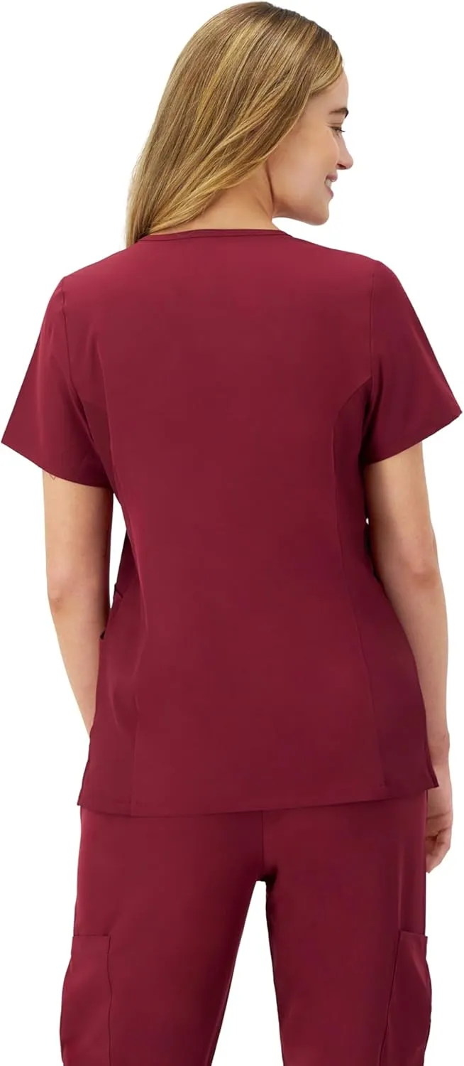 Hanes Women's Scrubs Healthcare Top, Moisture-Wicking Stretch Scrub Shirts, Ribbed Side Panels