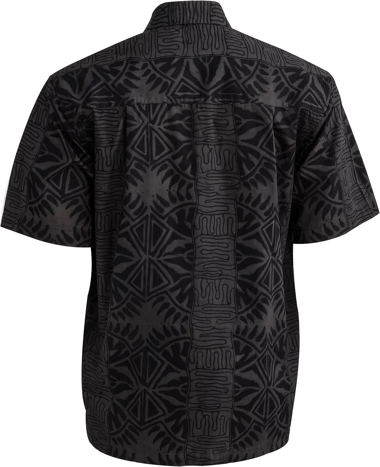 Hawaiian Short Sleeve Cotton Button-Down Batik Shirt for Men (Geometric Forest)