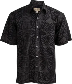 Hawaiian Short Sleeve Cotton Button-Down Batik Shirt for Men (Geometric Forest)