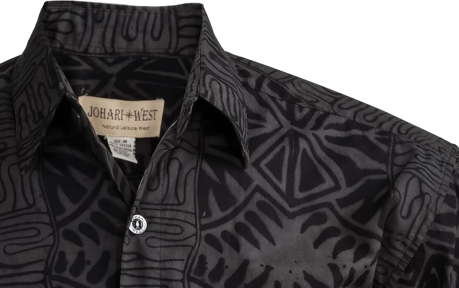 Hawaiian Short Sleeve Cotton Button-Down Batik Shirt for Men (Geometric Forest)
