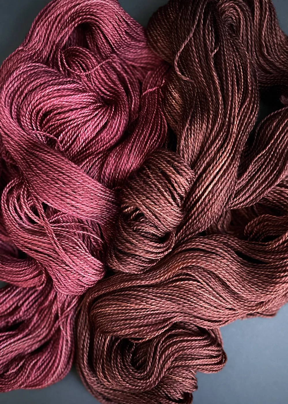 Heather Weir. 4ply Corriedale, Garnet