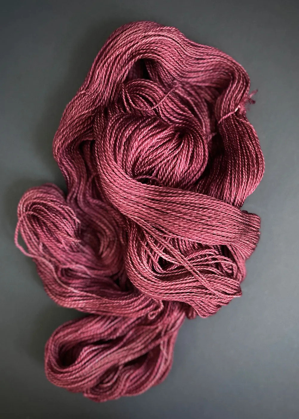 Heather Weir. 4ply Corriedale, Garnet