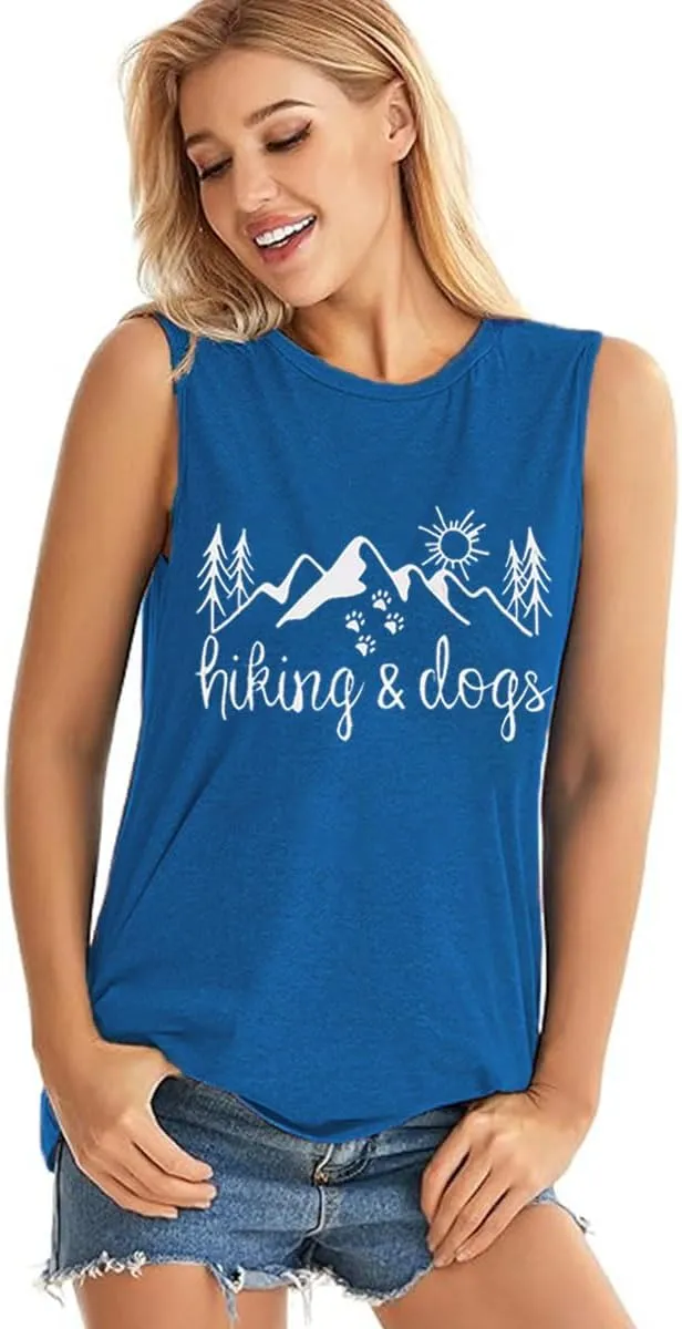Hiking Mountain Shirts Women Funny Adventure Graphic Tank Top Summer Outdoor Camping Sleeveless Tee