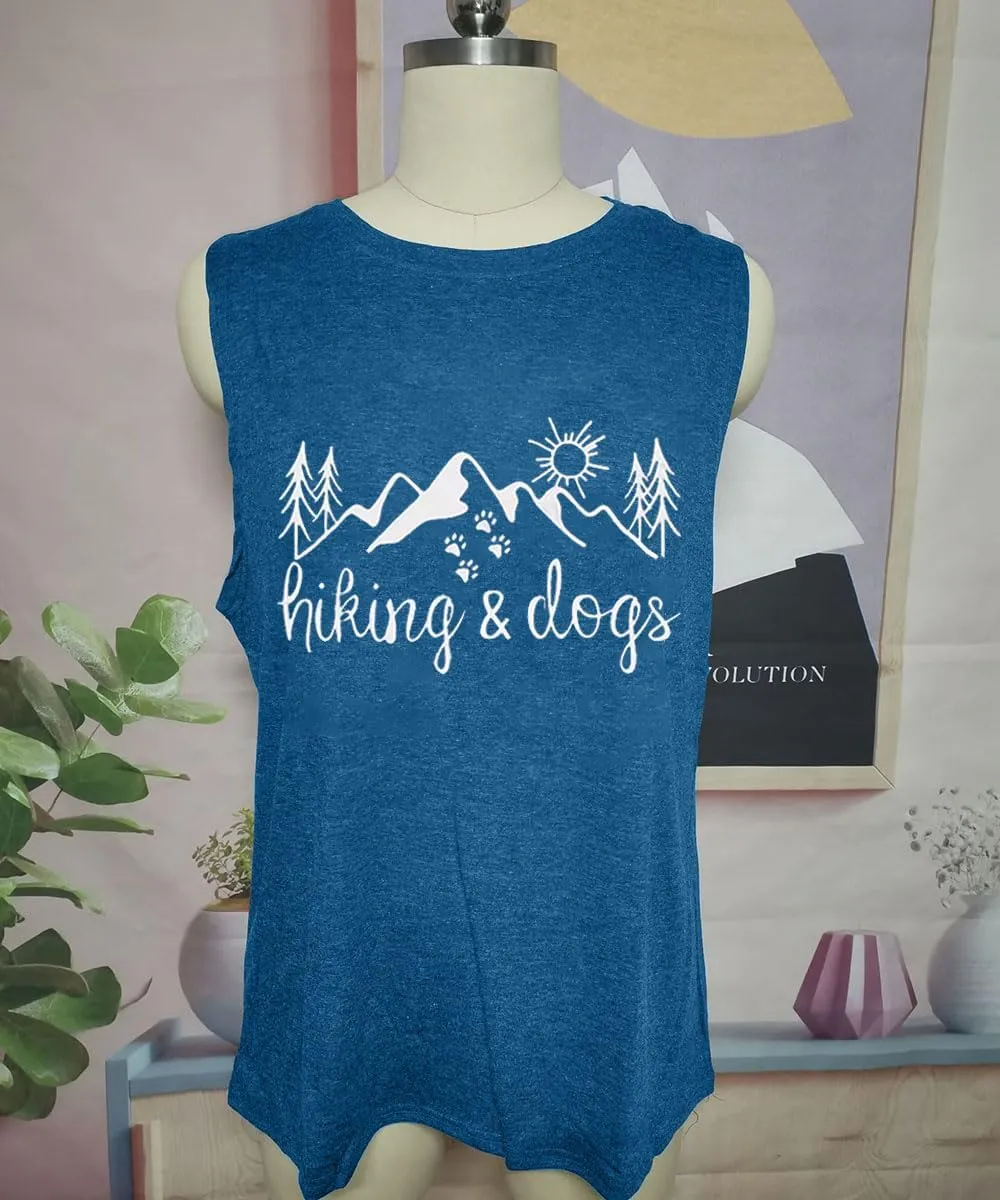 Hiking Mountain Shirts Women Funny Adventure Graphic Tank Top Summer Outdoor Camping Sleeveless Tee