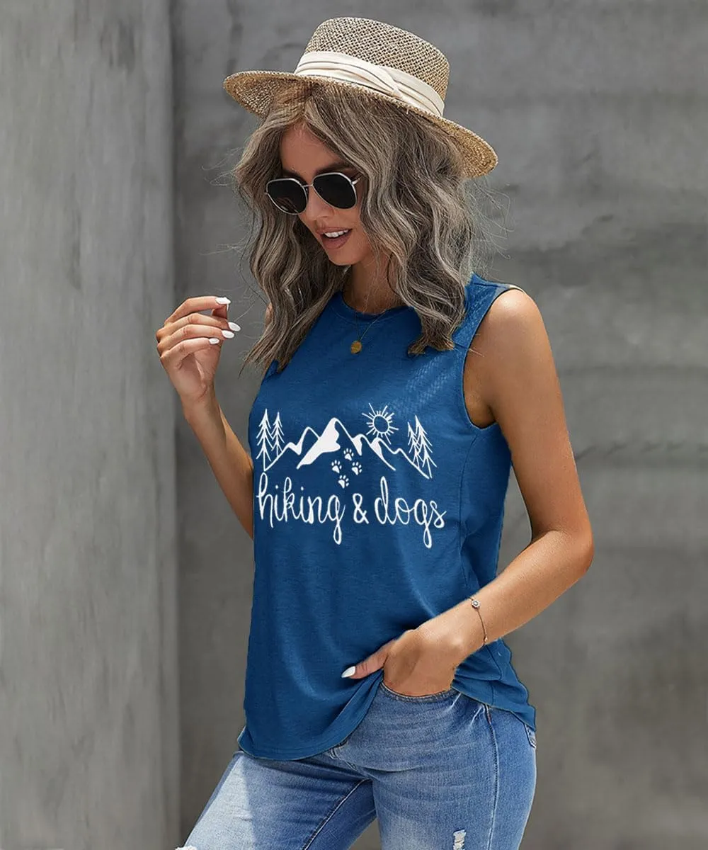 Hiking Mountain Shirts Women Funny Adventure Graphic Tank Top Summer Outdoor Camping Sleeveless Tee