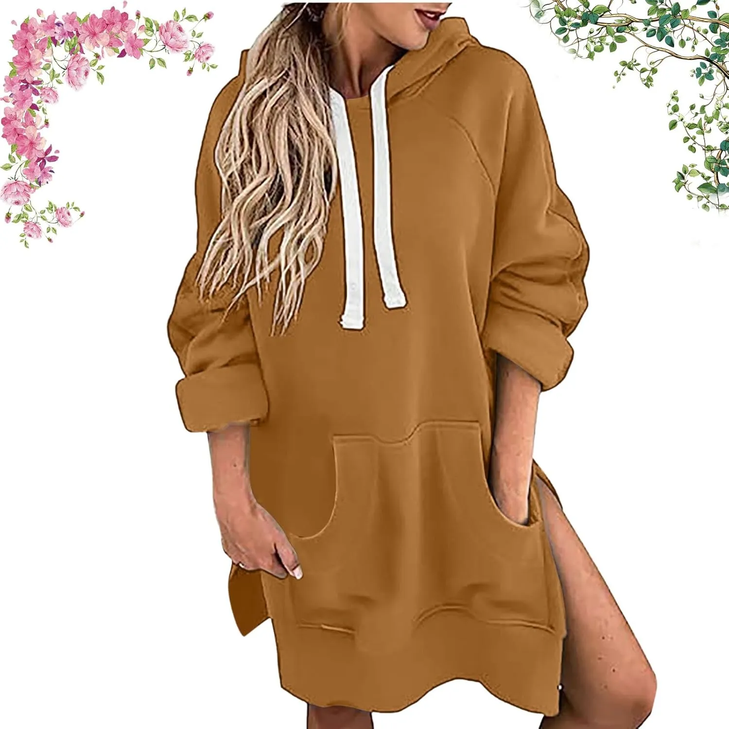 Hoodie Dress for Women with Pockets, 2024 New The Warmy Oversized Hoodie Dress, Pullover Long Sleeve Hoodies with Pocket
