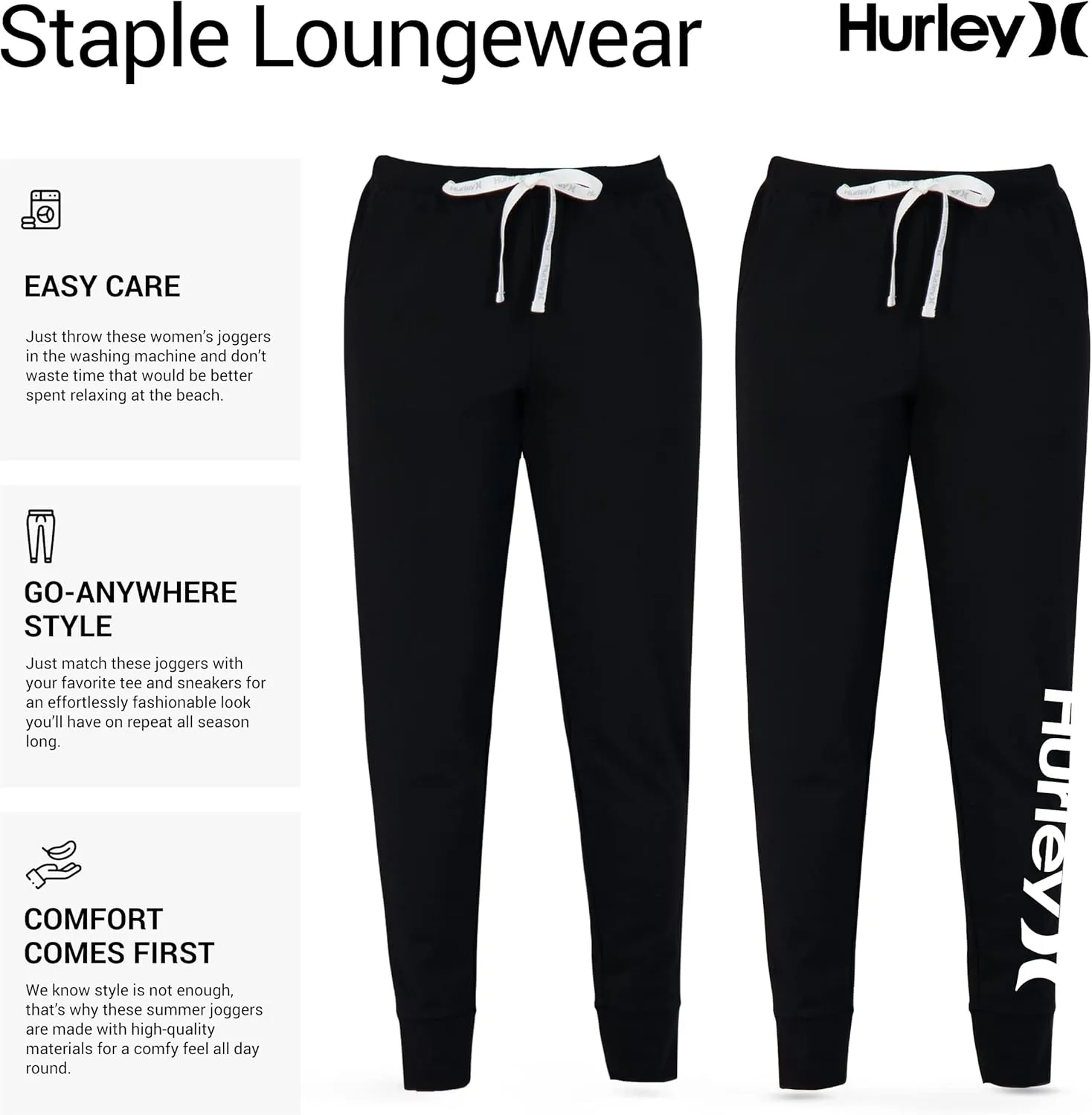 Hurley Womens 2 Pack Pajama Pants, Cute Super Soft Sleep Joggers