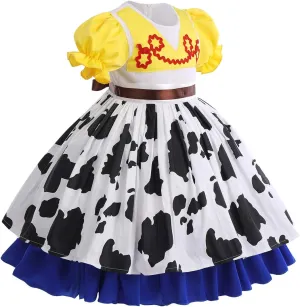 IBTOM CASTLE Farm Cow Birthday Cowgirl Halloween Princess Costume Baby Girls Cosplay Fancy Dress Up Clothes Photoshoot Set