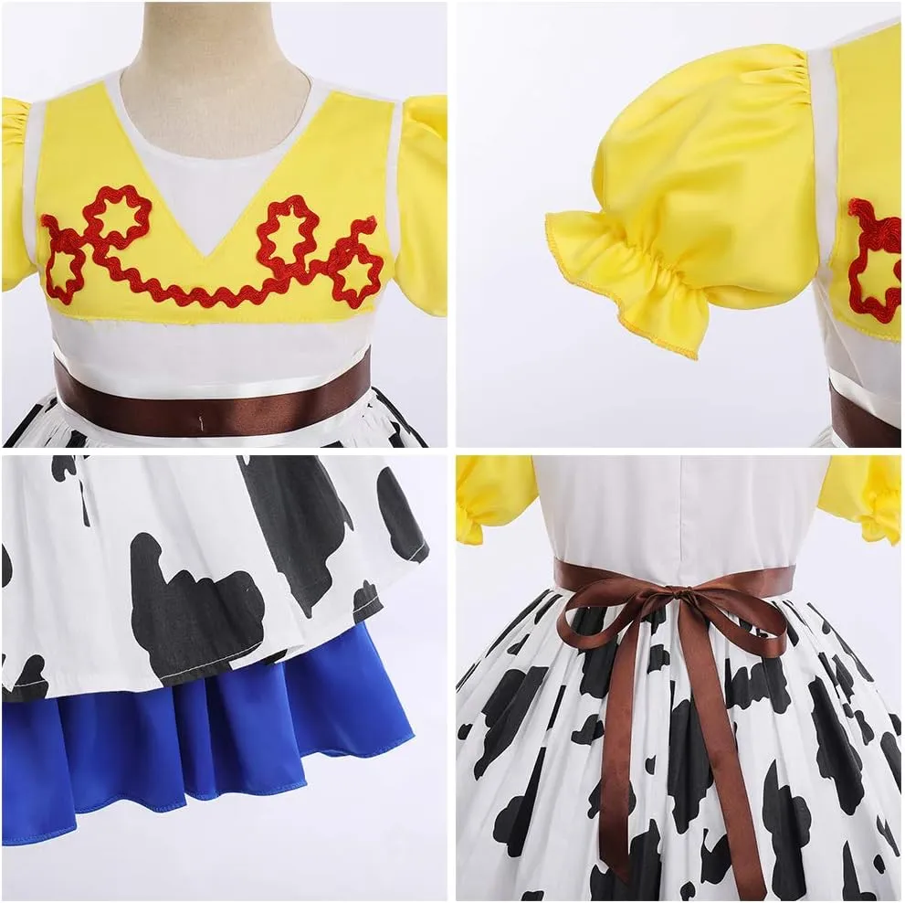 IBTOM CASTLE Farm Cow Birthday Cowgirl Halloween Princess Costume Baby Girls Cosplay Fancy Dress Up Clothes Photoshoot Set
