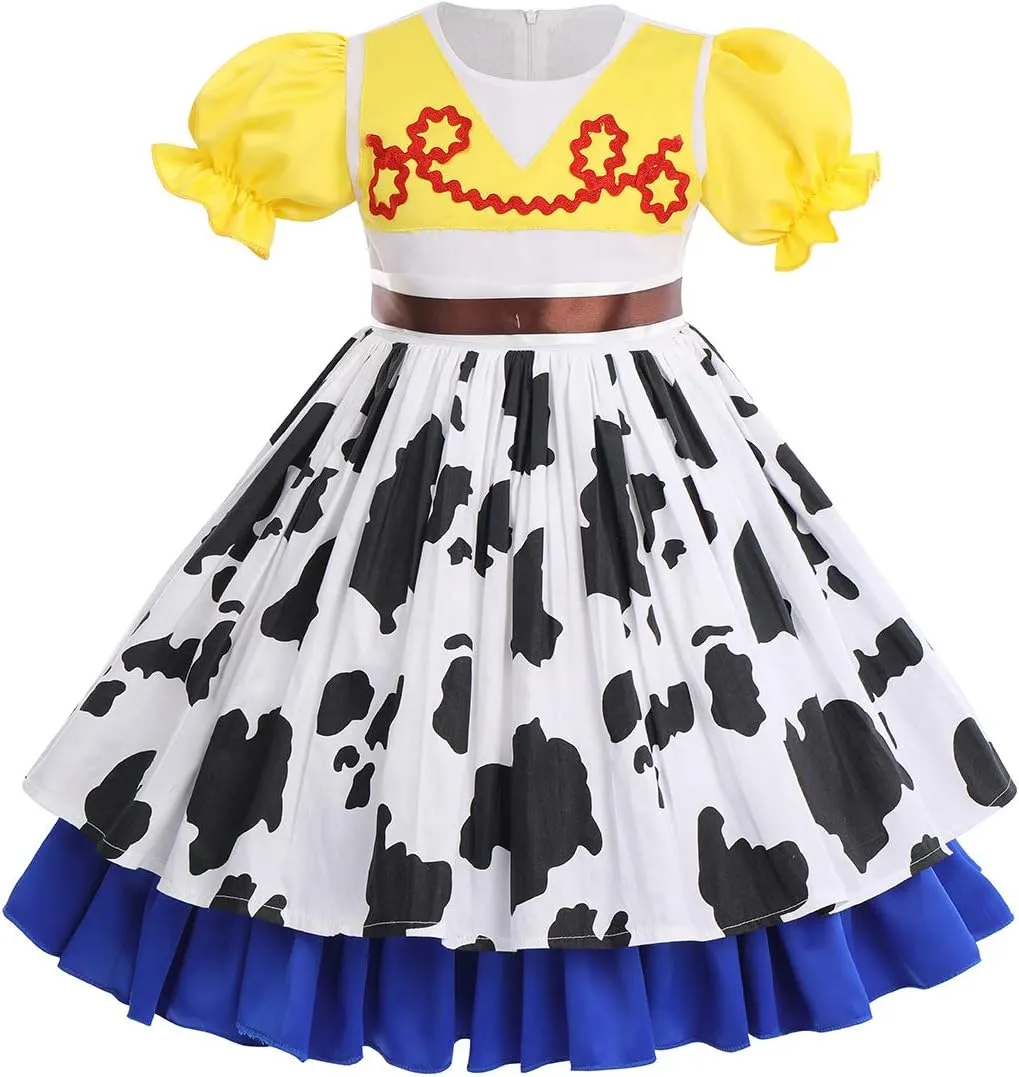 IBTOM CASTLE Farm Cow Birthday Cowgirl Halloween Princess Costume Baby Girls Cosplay Fancy Dress Up Clothes Photoshoot Set
