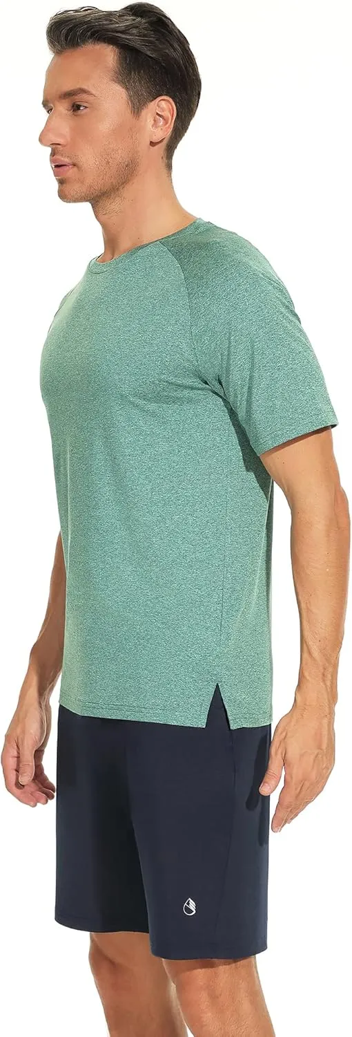 icyzone Workout Shirts for Men, Quick-Dry Athletic Gym Exercise Running Short Sleeves Tee