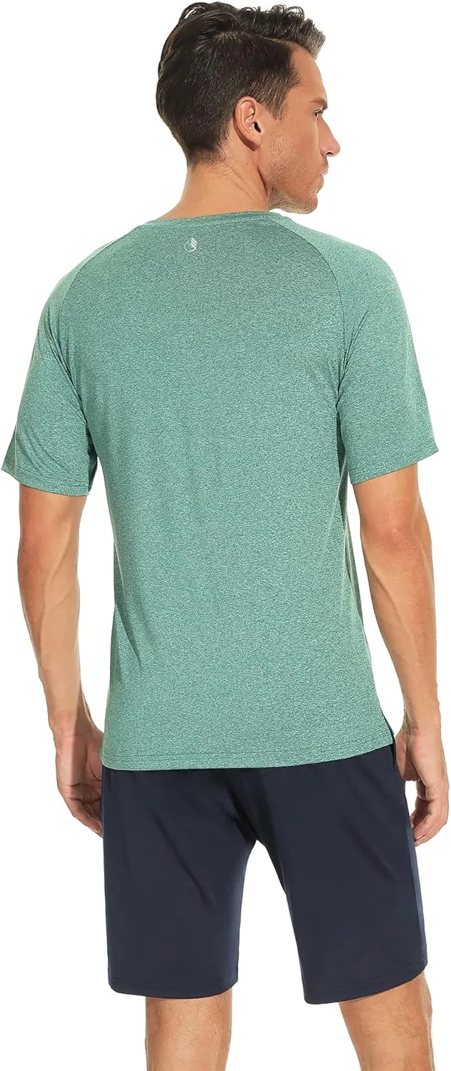 icyzone Workout Shirts for Men, Quick-Dry Athletic Gym Exercise Running Short Sleeves Tee