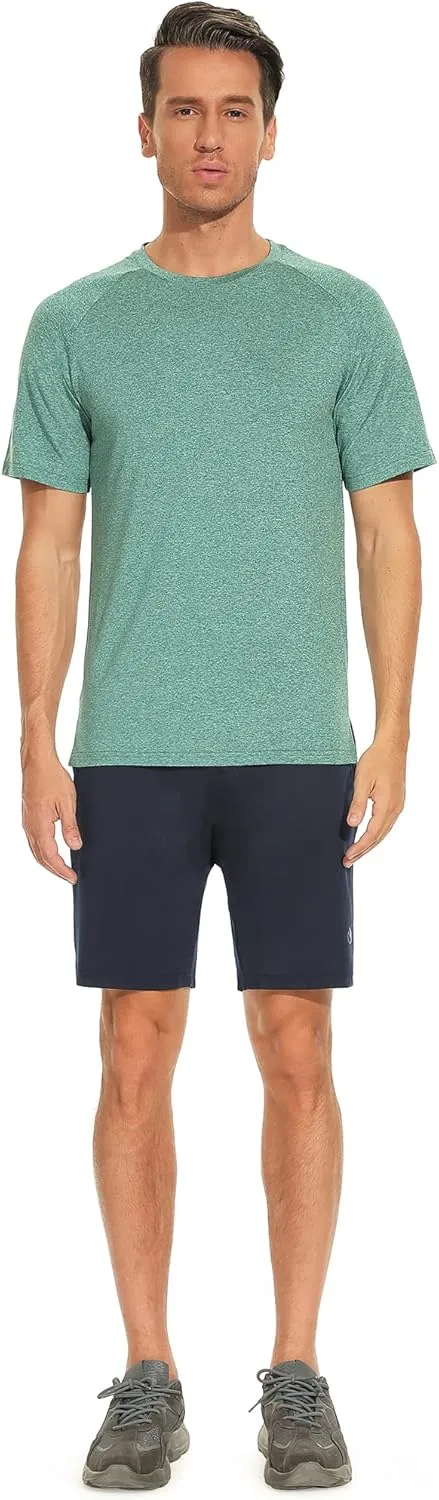 icyzone Workout Shirts for Men, Quick-Dry Athletic Gym Exercise Running Short Sleeves Tee