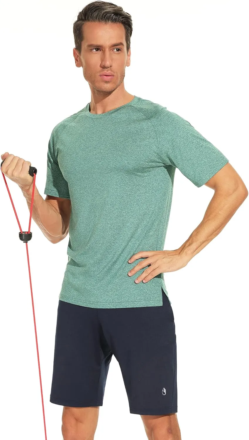 icyzone Workout Shirts for Men, Quick-Dry Athletic Gym Exercise Running Short Sleeves Tee