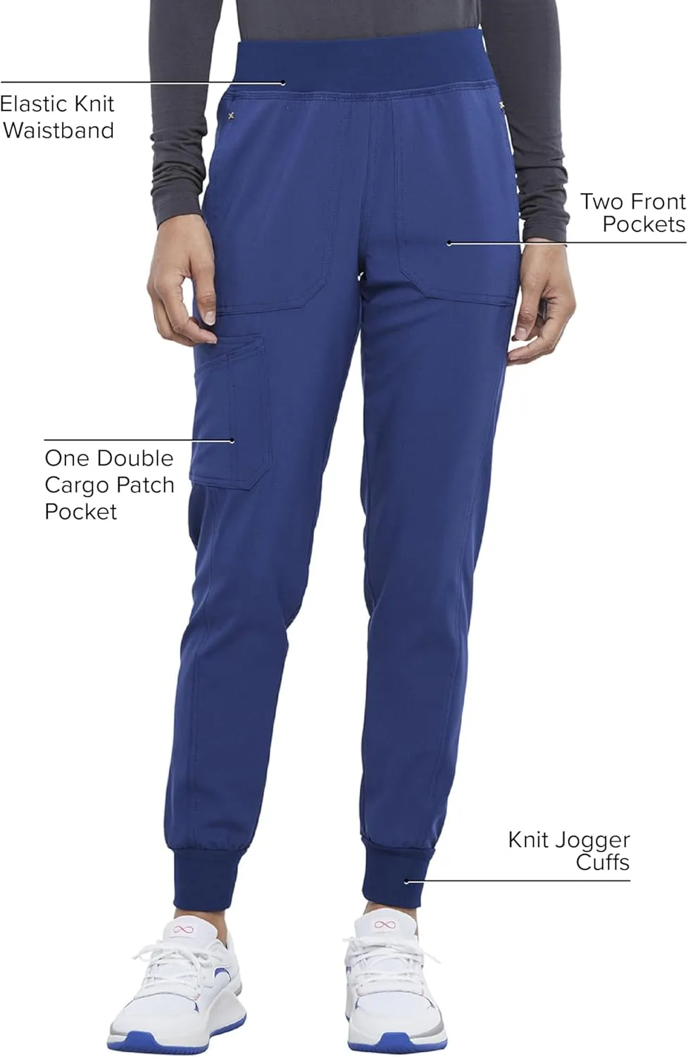 Iflex Jogger Scrubs for Women, Yoga-Inspired Knit Waistband Scrub Pants CK011