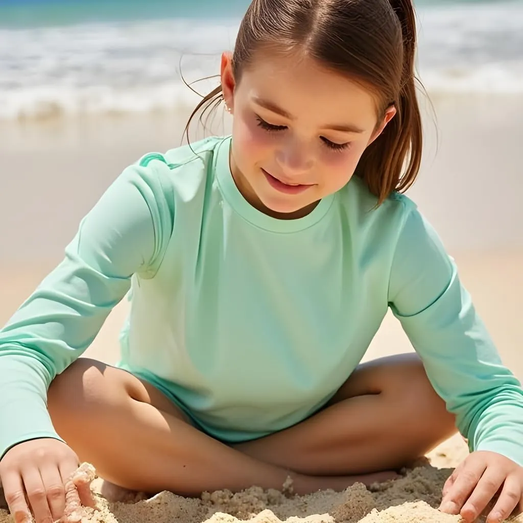 INGEAR Girls Long Sleeve Rash Guard Swim Shirt Outdoor Sports Shirt Lightweight Athletic Tee Protective Quick Dry