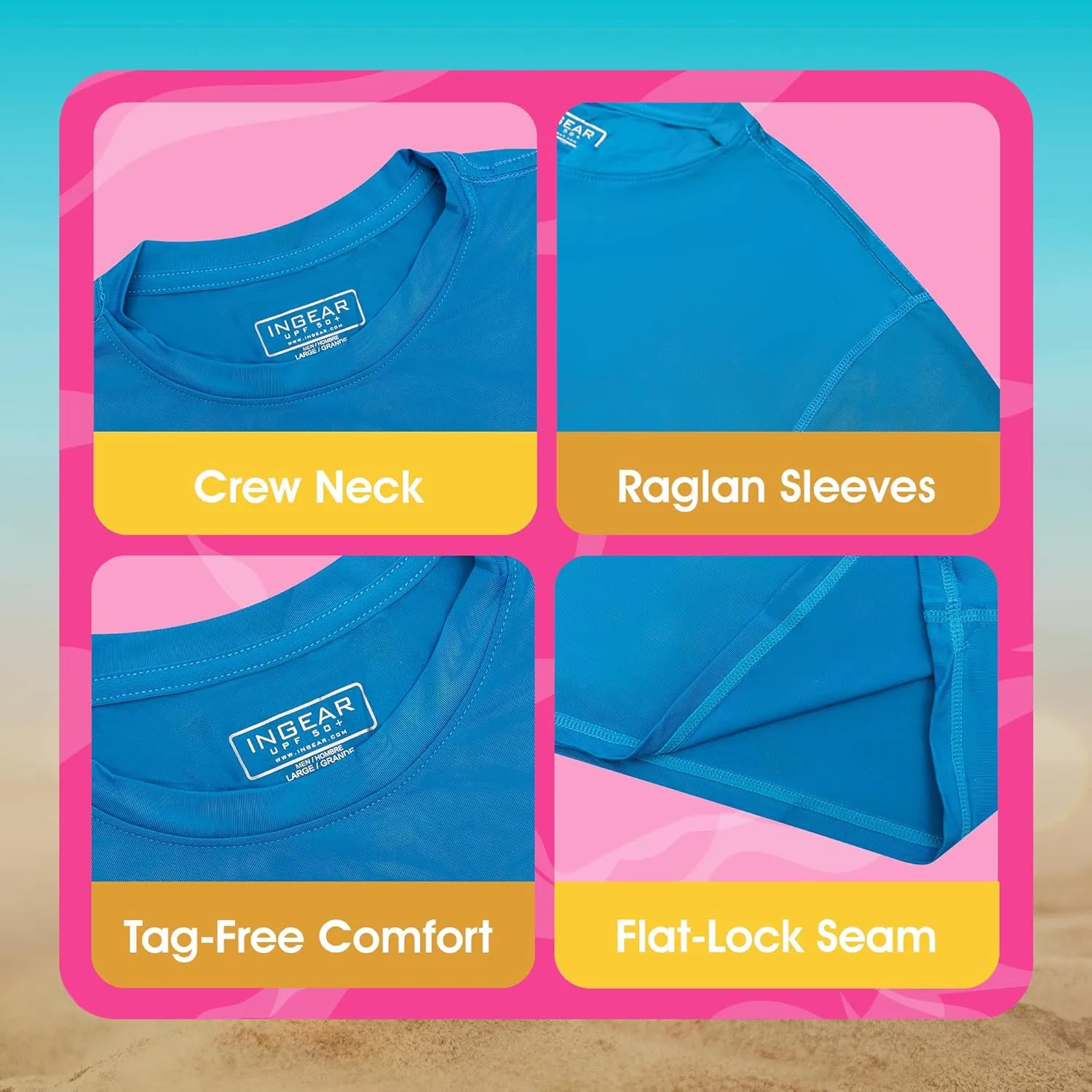 INGEAR Girls Long Sleeve Rash Guard Swim Shirt Outdoor Sports Shirt Lightweight Athletic Tee Protective Quick Dry