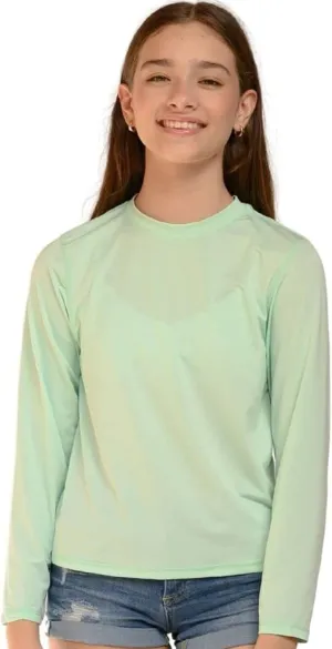 INGEAR Girls Long Sleeve Rash Guard Swim Shirt Outdoor Sports Shirt Lightweight Athletic Tee Protective Quick Dry
