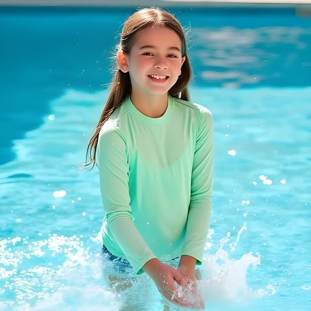 INGEAR Girls Long Sleeve Rash Guard Swim Shirt Outdoor Sports Shirt Lightweight Athletic Tee Protective Quick Dry