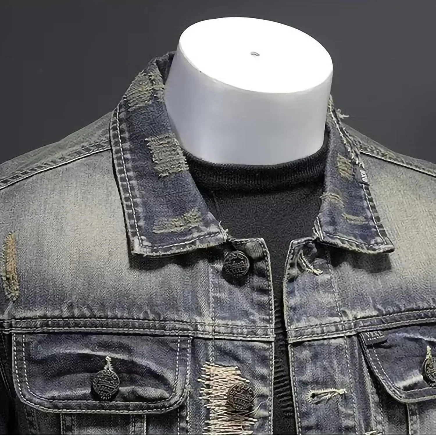 Jean Jacket for Men Slim Fit Vintage Washed Denim Jacket Coat Long Sleeve Teen Boys Hip Hop Rock Motorcycle Jackets