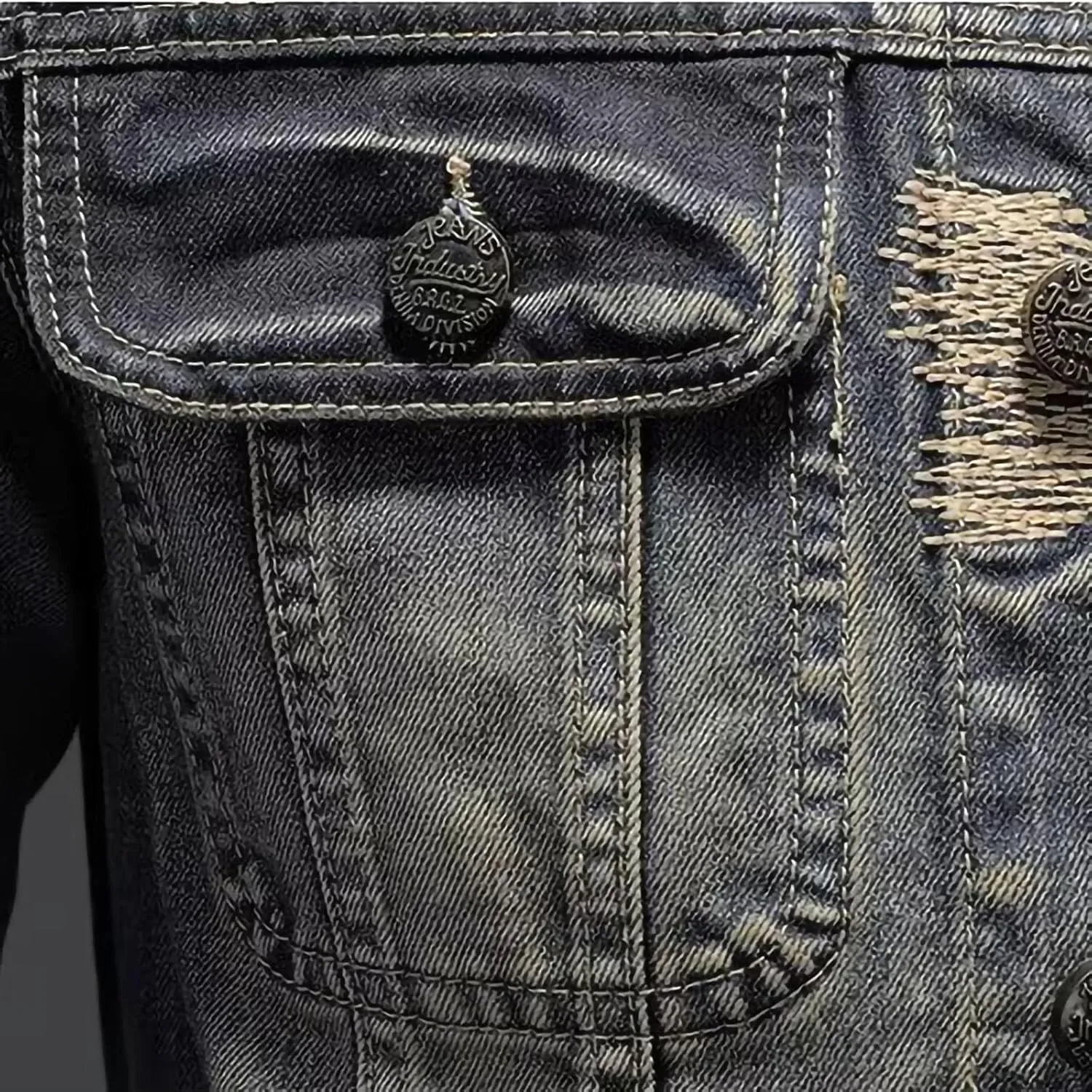 Jean Jacket for Men Slim Fit Vintage Washed Denim Jacket Coat Long Sleeve Teen Boys Hip Hop Rock Motorcycle Jackets