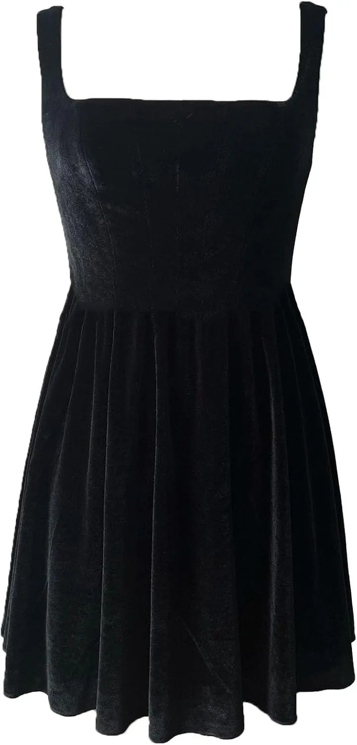 JEKE-DG Women's Ruffle A Line Elegant Christmas Dress Sleeveless Sexy Strap Cocktail Dress Slim Fit Solid Wedding Dresses