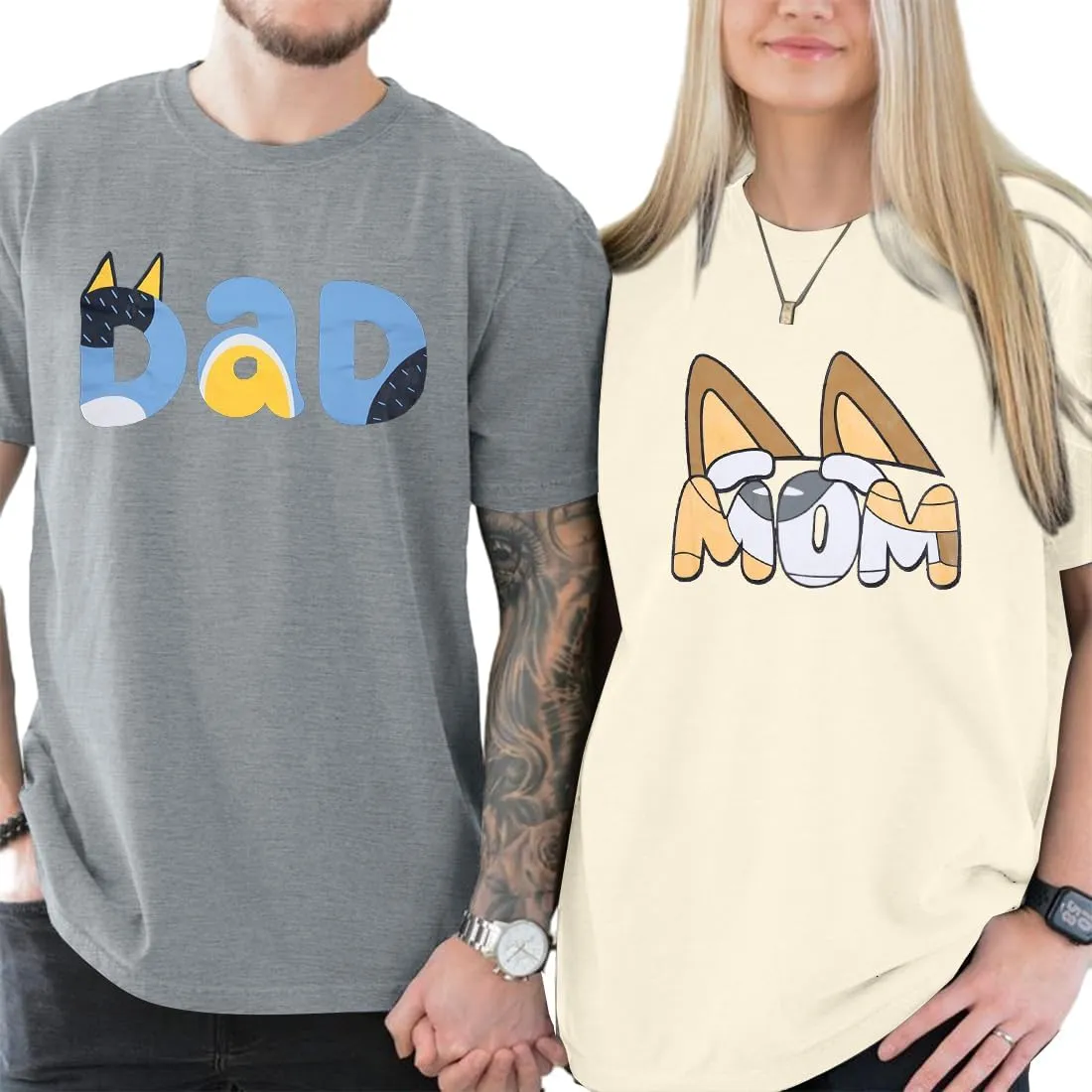 JINTING Dog Mom Shirt Mom and Dad Shirts Couple Outfit T-Shirt Casual Letter Graphic Top Tees