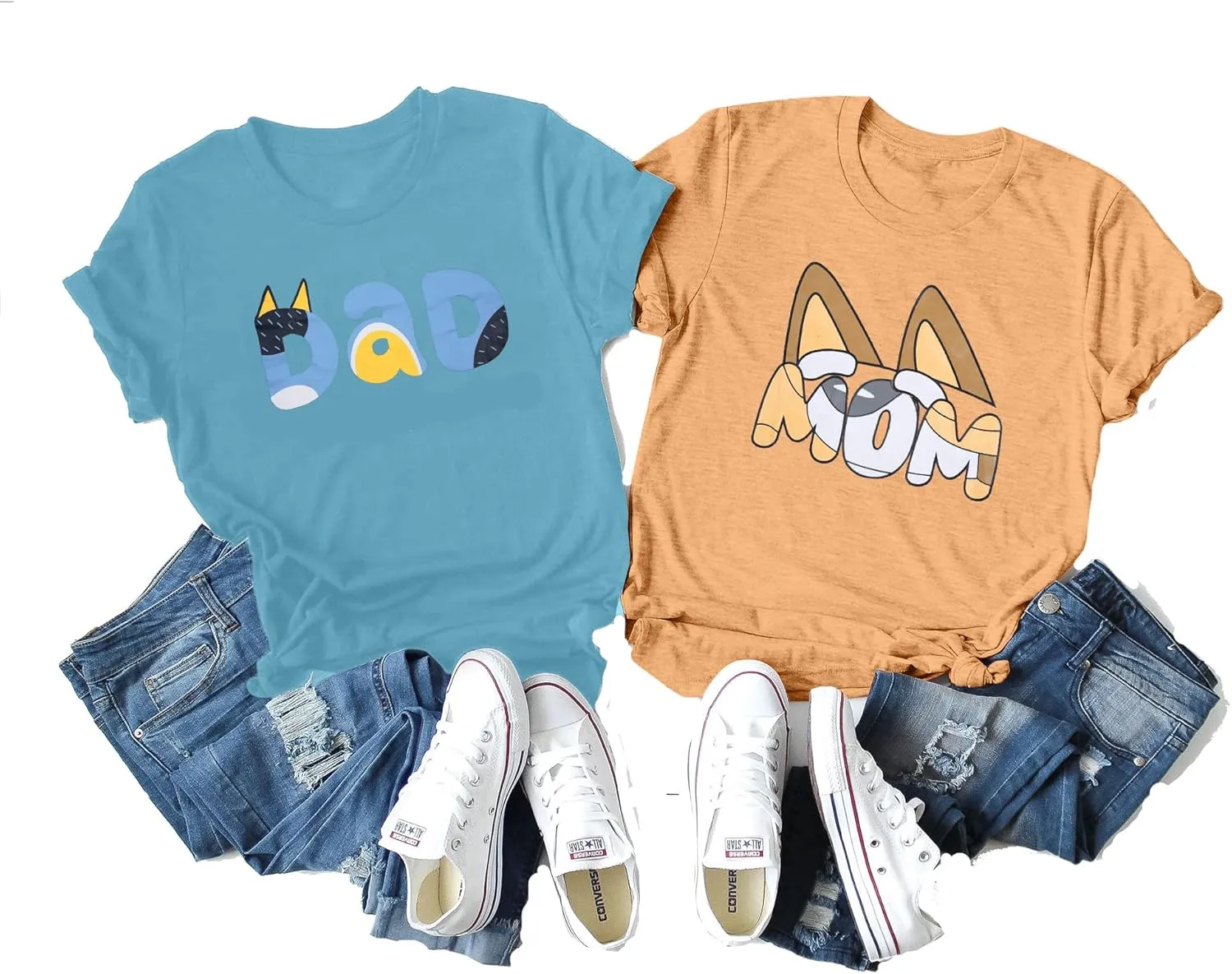 JINTING Dog Mom Shirt Mom and Dad Shirts Couple Outfit T-Shirt Casual Letter Graphic Top Tees
