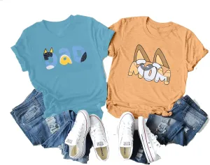 JINTING Dog Mom Shirt Mom and Dad Shirts Couple Outfit T-Shirt Casual Letter Graphic Top Tees